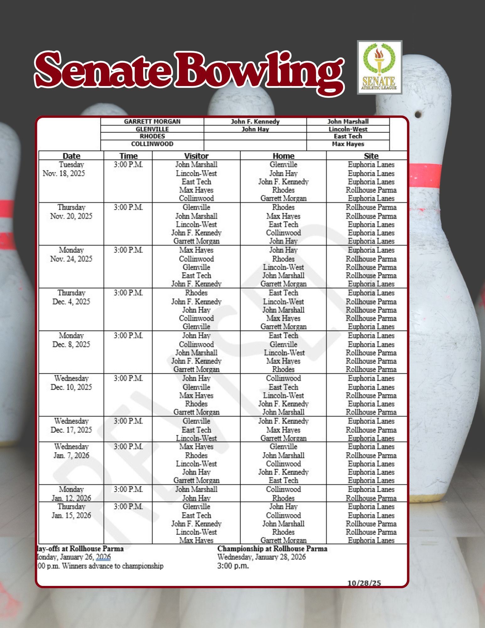 Bowling Schedule